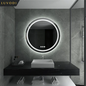 LUVODİ Akıllı Aydınlatmak LED Ayna Banyo Yuvarlak Su Geçirmez Tuvalet Tuvalet lavabo Banyo Duş Sissiz Ayna