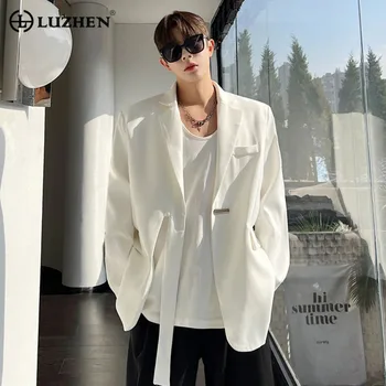 LUZHEN Tasarım Düzensiz Moda Düz Renk erkek Niş 2023 Orijinal Takım Elbise Ceketleri Sonbahar Şık Yakışıklı Çok Yönlü Ceket B03341