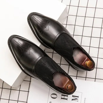 Lüks Marka Deri Moda Erkekler İş Elbise Loafer'lar Sivri Siyah ayakkabı Oxford Nefes Resmi Düğün Ayakkabı Zapatos Hombre
