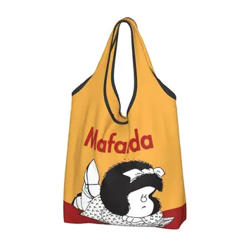 Mafalda Kitap Okumak Bakkaliye alışveriş çantası Sevimli Shopper kol çantası Çanta Büyük Kapasiteli Taşınabilir Karikatür Çanta