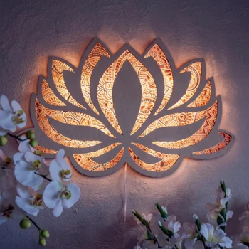 Mandala Yoga Odası Gece Lambası Yaratıcı oturma odası yatak odası atmosfer lamba modern basit lotus gece lambası led ışıkları odası