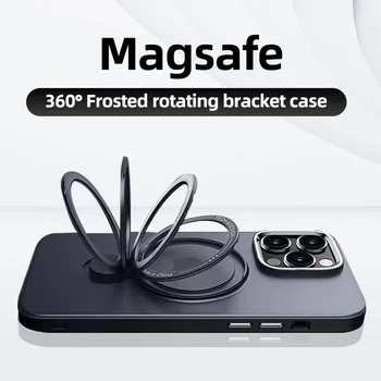 Manyetik telefon kılıfı için iPhone 11 12 13 14 15 Pro Max MagSafe Kablosuz Şarj Saydam Mat Halka Tutucu arka kapak Funda
