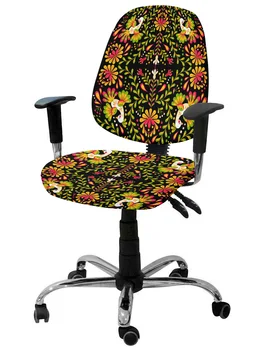 Meksika Geometrik Soyut Çiçek Kuş Elastik Koltuk bilgisayar sandalyesi Kapak Çıkarılabilir ofis koltuğu Slipcover Bölünmüş klozet kapağı s