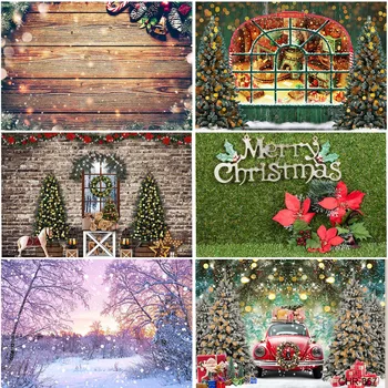 Merry Christmas Mutlu Yeni Yıl Arka Tuğla Duvar Ahşap Tahta İç Dekorasyon Fotoğraf Afiş Photocall Arka Planında