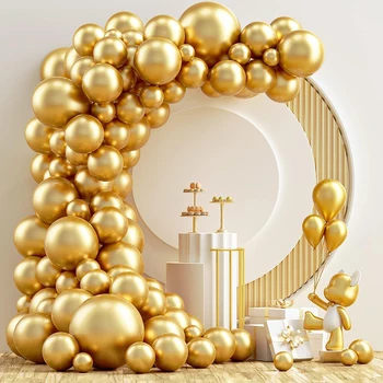 Metalik Altın Balonlar Garland Kemer Kiti Altın bebek duş dekorasyonu Lateks Balon Düğün Doğum Günü Partisi Festivali Dekor Malzemeleri