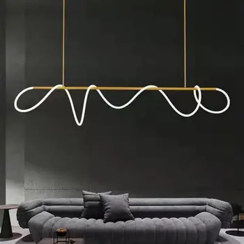 Minimalist LED kolye ışık Yaratıcılık uzun tüp Avizeler Bar Oturma odası yemek masası Ev Kapalı Modern Altın Sanat Lamba