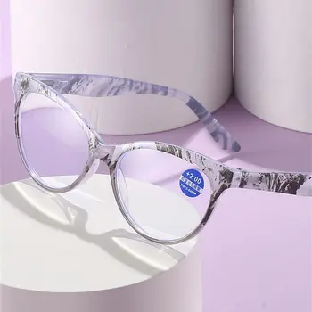 Moda Baskılı Kedi Gözü Anti mavi ışık okuma gözlüğü Kadın Erkek Çiçek Baskı Presbiyopi Gözlük Ultralight Çiçek gözlük
