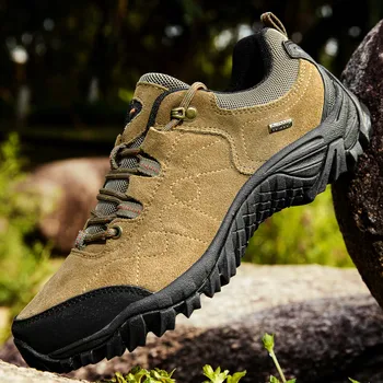 Moda Erkekler Nefes Açık yürüyüş ayakkabıları Turist Trekking Sneaker Dağ Tırmanma Hakiki Deri Koşu Ayakkabı Büyük Boy