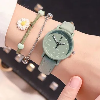 Moda İzle Buzlu Deri Kayış Kore Saatler Kadınlar için Moda Basit Stil Kuvars Saatı Bayanlar İzle Reloj Mujer