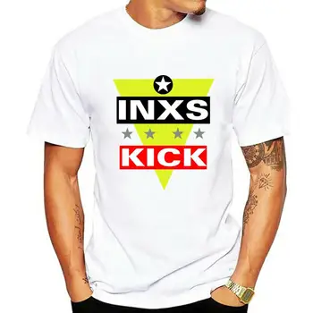 moda siyah tişörtleri erkek t shirt adam plaj en tees Vintage Inxs Kick Off Tur Amerika Turu 80S T Shirt