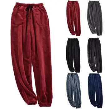 Moda Uyku Tulumu kış pantolonları Yumuşak Erkek Pijama Pantolon Düz Derin Kasık Erkekler kış pantolonları Gecelik Konfeksiyon