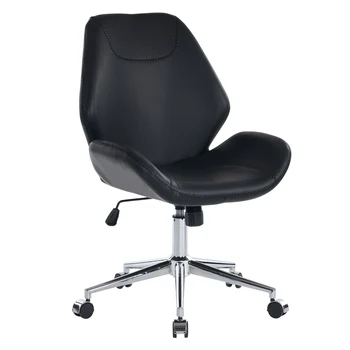 Modern deri ofis koltuğu 360 derece Döner Ayarlanabilir Bilgisayar Masası Sandalye Metal Ayaklı Dönebilen büro sandalyesi Ofis için