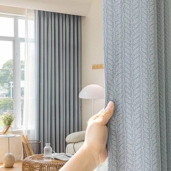 Modern Monimalizm buğday perdeleri oturma yemek odası yatak odası ışık lüks Yüksek gölgeleme Perdeleri Smog mavi perdeler özelleştirmek
