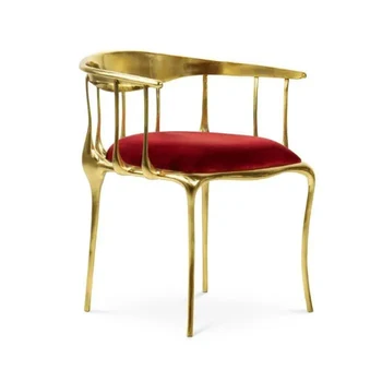 Modern ışık lüks italyan yemek sandalyesi yaratıcı tasarım arkalığı klasik saf bakır high-end mobilya özel şekilli metal ch