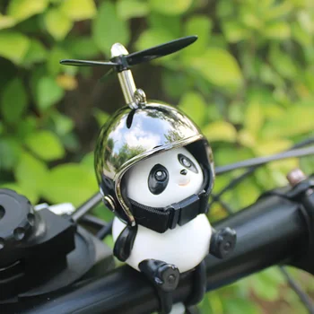 Motosiklet gidonu Dekorasyon Bisiklet Elektrikli Sevimli Panda Karikatür Kask Airscrew Süsler sürüş donanımları Aksesuarları