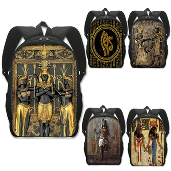 Mısır sanat Baskı genç erkekler için sırt çantası Kız Çocuk Okul Çantaları Mısır Firavunu Anubis Tuval Kitap Çantası Öğrenci Okul Çantaları