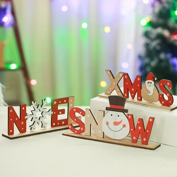 Noel Ahşap Mektup kart masası Plak Noel Kardan Adam Masa İşareti Ahşap Noel Masa Süsü Kolay Kurulum