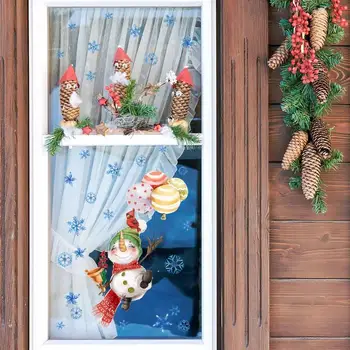 Noel Kar Tanesi Çıkartmalar Kış Pencere pencere etiketi Süslemeleri Duvar Çıkartmaları Karikatür Kabuğu Ve Sopa Noel Tema Kış