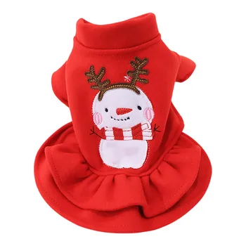 Noel Köpek Giysileri Köpek Elbise Ceket Noel Elbise Kırmızı Etek Evcil Kedi Sevimli Kardan Adam Elbise Etek Rahat Pet Malzemeleri Köpek Kostüm