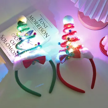 Noel Partisi saç bandı LED Işıklı Bahar Şapka saç süsü Köpüklü Noel Tüy Şapka Saç Kartı 2024 Noel Malzemeleri