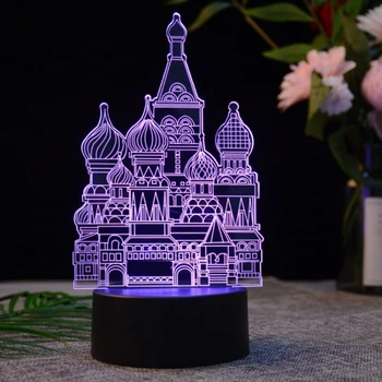 Nıghdn 3D Gece Lambası Kale 3D Illusion Lamba 7 Renk Değişimi Gece Lambası Noel Doğum Günü Hediyeleri için Erkek Çocuk Kız Odası Dekor