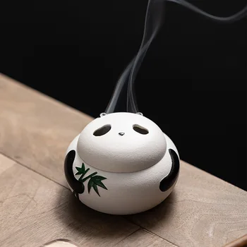 Panda seramik sevimli Panda plaka tütsü brülör ev kapalı ofis süsleri ışık lüks çay masası tütsü brülör tütsü kutusu