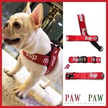 PAWPAW Kırmızı Moda Marka evcil hayvan tasmaları Yelek Tarzı göğüs tasması Köpekler İçin Buldozer köpek tasması Klasik Tasarım