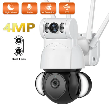 PEGATAH 4MP PTZ IP Kamera Çift Lens Akıllı Projektör İnsan Algılama Renk Gece Görüş Açık CCTV Wifi Video Gözetim Kamera