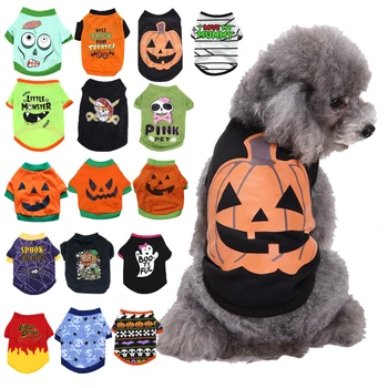 Pet Giyim Cadılar Bayramı Ince Polyester Pamuk Oyuncak Ayı Köpek Giyim Kabak Canavar Kafatası Örümcek Küçük Köpek Giyim Aksesuarları