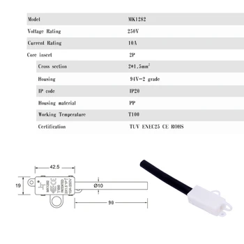 Plastik Dış Bağlantı Kutusu Kablo Konektörü Su Geçirmez IP20 2 Yollu MK1282 Beyaz