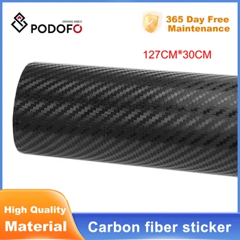 Podofo Otomotiv Karbon Fiber Sticker 3D Vinil Siyah