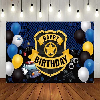 Polis Tema Mutlu Doğum Günü Partisi Süslemeleri Afiş Arka Plan Duvar Büyük polis kabini Araba Zemin Sahne Duvar Malzemeleri