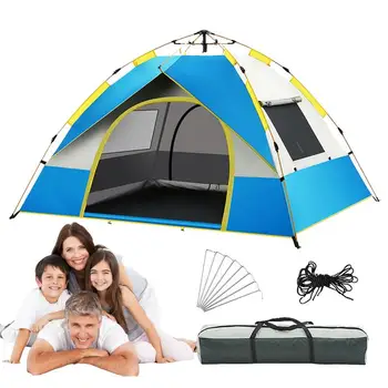 Pop Up Kamp Çadırı UV Koruma Çadırı 2-3 Kişi İçin 2 Kapı Su Geçirmez Çadır Aile Kamp Piknik Açık Hava Etkinlikleri