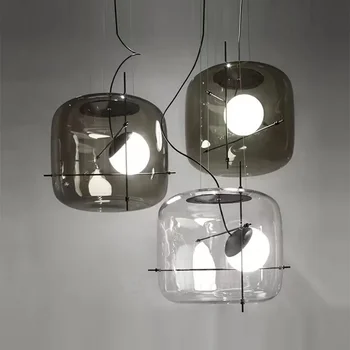 Postmodern kolye lambaları tek kafa cam küre ışık restoran avize Retro kahve bar masası giyim mağazası başucu lambası