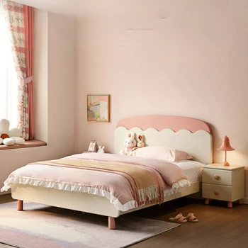 Prenses Çift Kişilik Çocuk Yatakları Modern Ev masif ahşap zemin çocuk Yatakları Yürümeye Başlayan Çatı Cama Crianca yatak odası mobilyası SR50CB