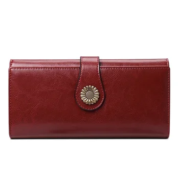 PU Deri kadın cüzdan Vintage Modası Uzun Bayanlar Kredi kart tutucu Kılıf Büyük Kapasiteli Üç Katlı İçme Seyahat bozuk para çantaları