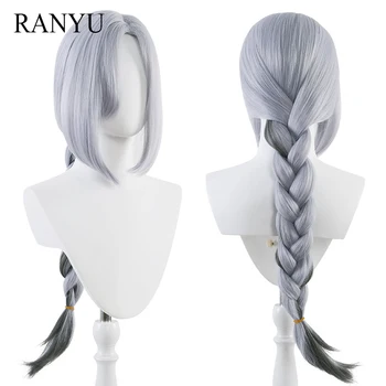 RANYU Genshin Darbe Shenhe Peruk Uzun Düz Örgüler Mavi Beyaz Degrade Oyunu kostümlü oyun saç peruk Günlük Parti için