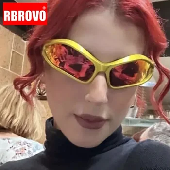 RBROVO Y2K Spor Güneş Gözlüğü Kadın Punk Vintage Gözlük Kadınlar / Erkekler Kişilik Açık Sürme Gözlük Kadın Lentes De Sol Mujer