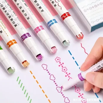 Renkli Rulo Ucu Eğrisi Liner işaretleme kalemleri Kawaii Hattı Şekilli Vurgulayıcı Manga Grafiti Kalem Kore Kırtasiye Ofis Malzemeleri