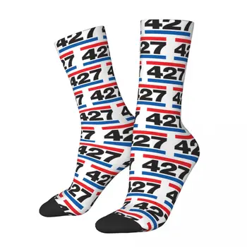 Renkli Vintage 427 Cobra Yarış Amblemi futbol çorapları Polyester Orta Tüp Çorap Kadın Erkek kaymaz