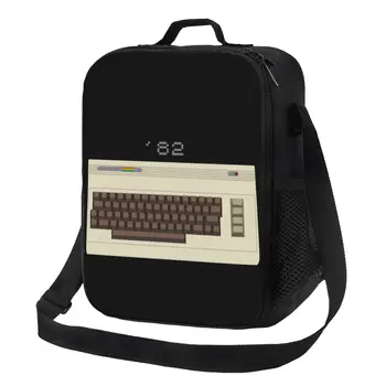Retro Commodore 64 Yalıtımlı Öğle Yemeği Çantası Kamp Seyahat için C64 Amiga Bilgisayar Su Geçirmez Termal Soğutucu Bento Kutusu Kadın Çocuk