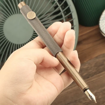 Retro Metal dolma kalem Vintage Pirinç Kalemler Öğrenciler İçin Mini Cep Yazma Kalem Ölçeklenebilir dolma kalem Okul Ofis Tedarik Yeni