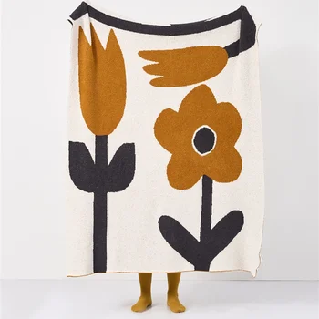 Retro Çiçek Kadife Örme İplik Battaniye Kapak Yumuşak Rahat Battaniye Kış Yumuşak Dekorasyon kanepe kılıfı Battaniye Ev Tekstili