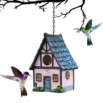Reçine Asılı Renkli Kuş Yuvası Bahçe Ülke Evler Kuş Evi Açık Dekoratif Yuvalama Kutusu Küçük Kuşlar İçin