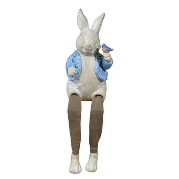 Reçine paskalya tavşanı Büyüleyici Tavşan Heykelleri Uzun Kumaş Bacaklar Taklit Gravür İçbükey Desen sevgililer Günü Süsleri