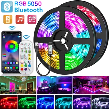 RGB 5050 Led ışıklar Şerit Bluetooth Kontrol USB 5V RGB LED Bant Esnek Şerit Diyot Bant TV arkaplan ışığı Odası Dekorasyon