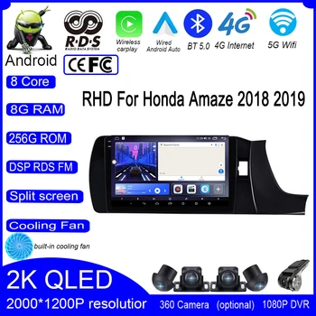 RHD Android IŞLETIM SISTEMI Honda Amaze 2018 2019 WİFİ Araba Radyo Carplay Multimedya Oynatıcı Autoradio GPS Navigasyon Video BT 4G Lte