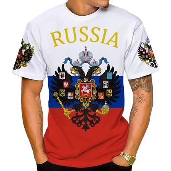 Rus Bayrağı T Shirt CCCP Amblemi 3D Baskılı Yaz Tees Yuvarlak Boyun Kısa Kollu GÖmlek Büyük Boy Gevşek Moda Erkek Üstleri giysi
