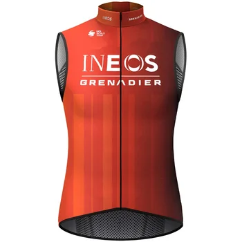 Rüzgar geçirmez 2024 INEOS Grenadier Takımı kırmızı Kolsuz Bisiklet Ceket Yelek Jile Mtb Giyim Bisiklet Maillot Ciclismo