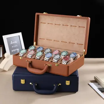 Saat saklama kutusu Yüksek dereceli Organizatör İş Bavul Deri 12 haneli İzle Ekran Takı Koleksiyonu ambalaj kutusu